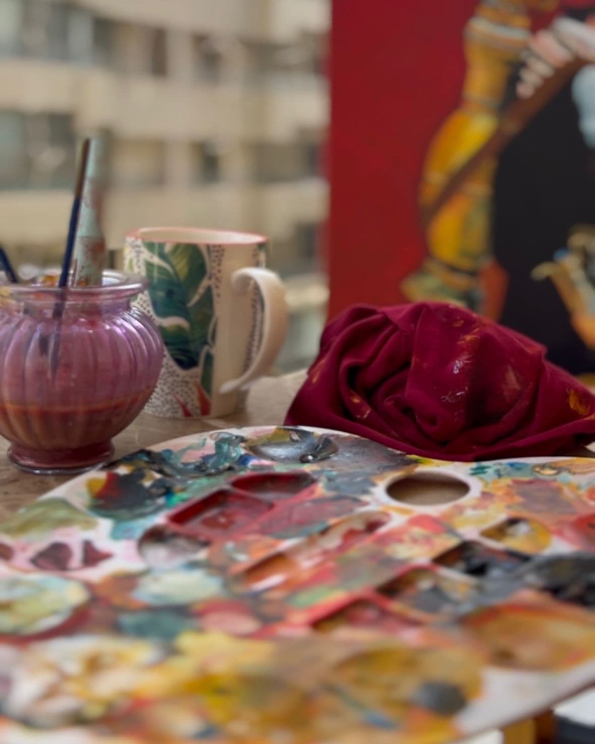 Art supplies and brushes